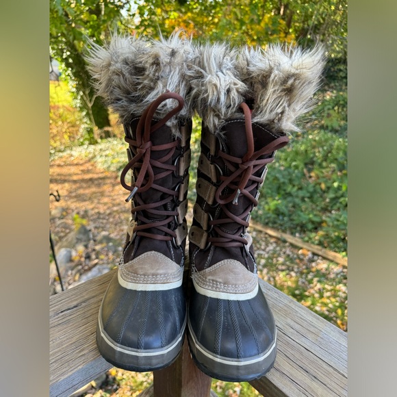 Sorel Joan Of Arctic 1540 Tall Faux Fur Cuff Winter Snow Duck Boots Woman's 8 - Picture 1 of 11